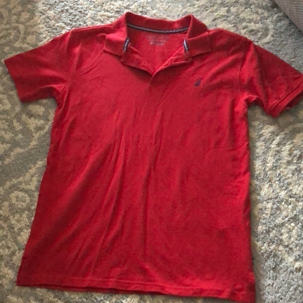 NWOT Nautica red knit polo shirt in size boys XL